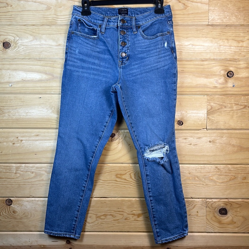 J. Crew 10" High Rise Skinny Jeans Distressed Size 27P